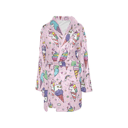 Ice Cream Pattern Print Design IC05 Women's Fleece Robe
