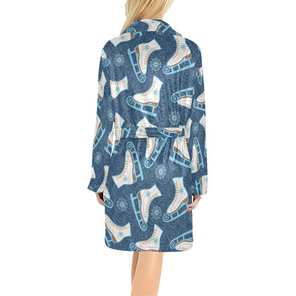 Ice Skate Pattern Print Design 01 Women's Fleece Robe