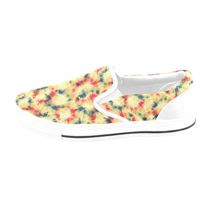 Tie Dye Print Design LKS302 White Slip Ons Canvas Women's Shoes