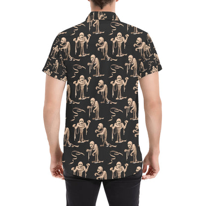 Mummy Print Design LKS302 Men Short Sleeve Button Up Shirt