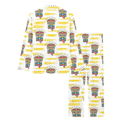 Tiki Smile Mask Print Pattern Women's Long Pajama Set