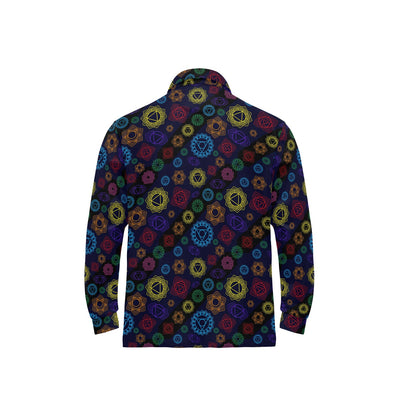 Chakra Colorful Print Pattern Long Sleeve Polo Shirt For Men's