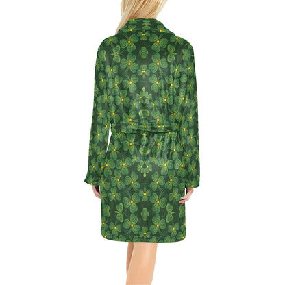 Shamrock Pattern Women's Fleece Robe