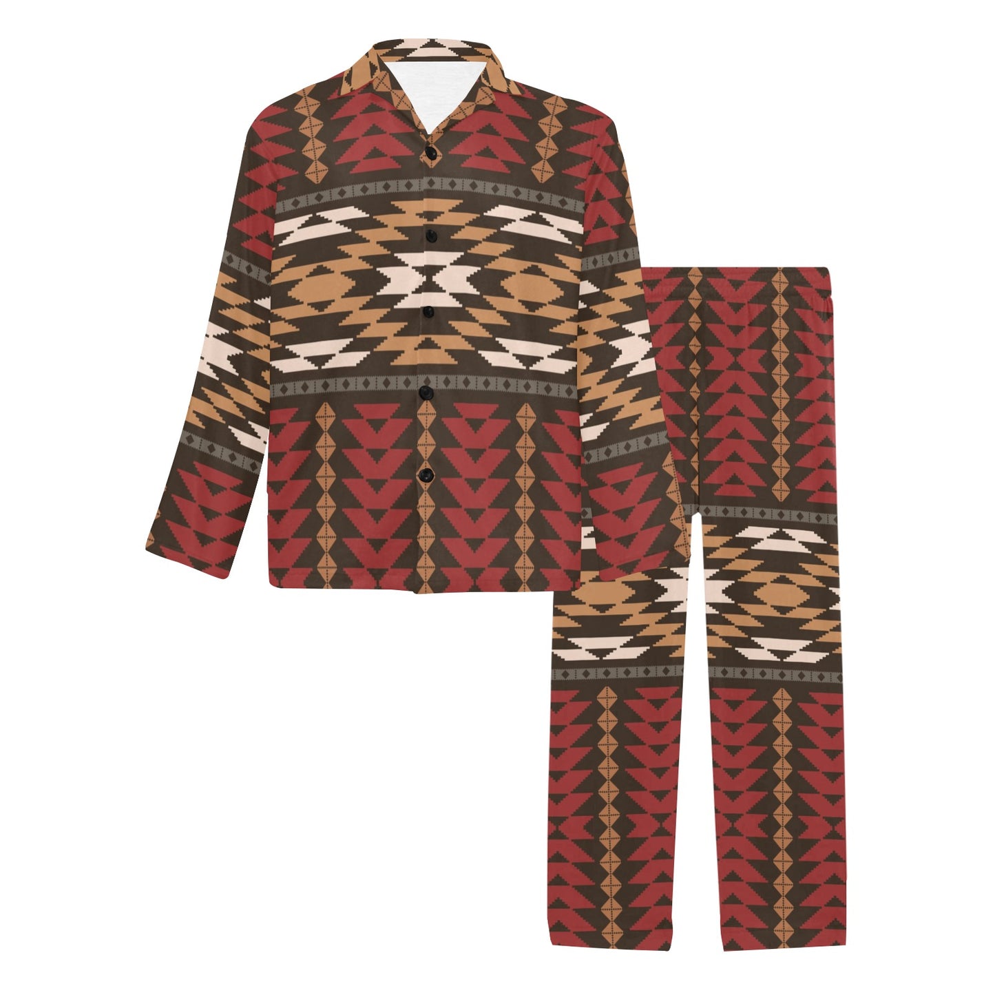 Native Pattern Print Design A02 Men's Long Pajama Set