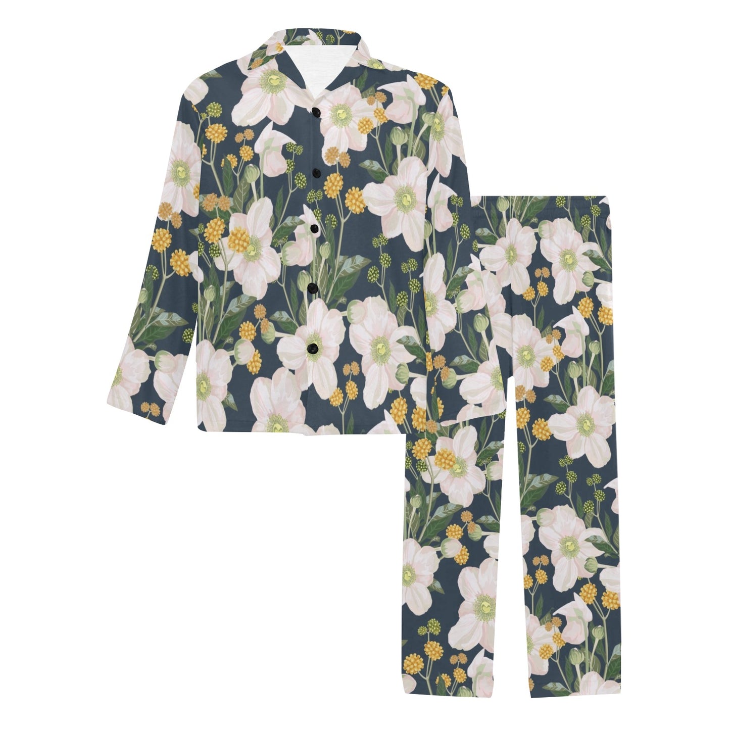 Anemone Pattern Print Design AM04 Men's Long Pajama Set