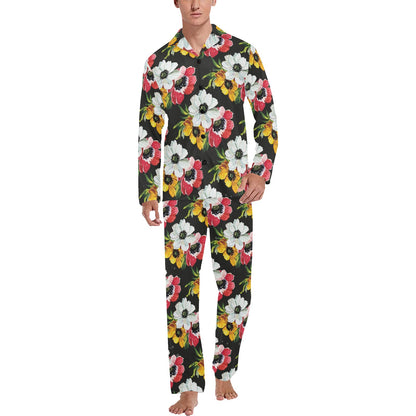 Anemone Pattern Print Design AM07 Men's Long Pajama Set