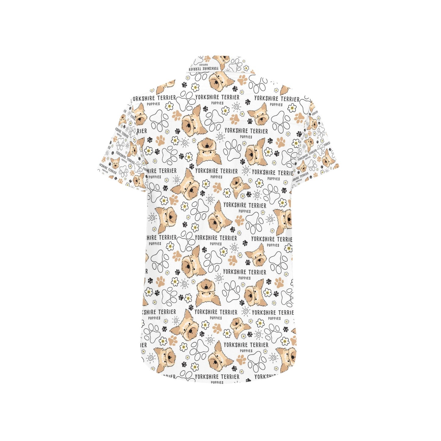 Yorkshire Terriers Print Design LKS308 Men Short Sleeve Button Up Shirt