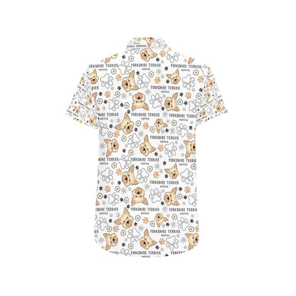 Yorkshire Terriers Print Design LKS308 Men Short Sleeve Button Up Shirt