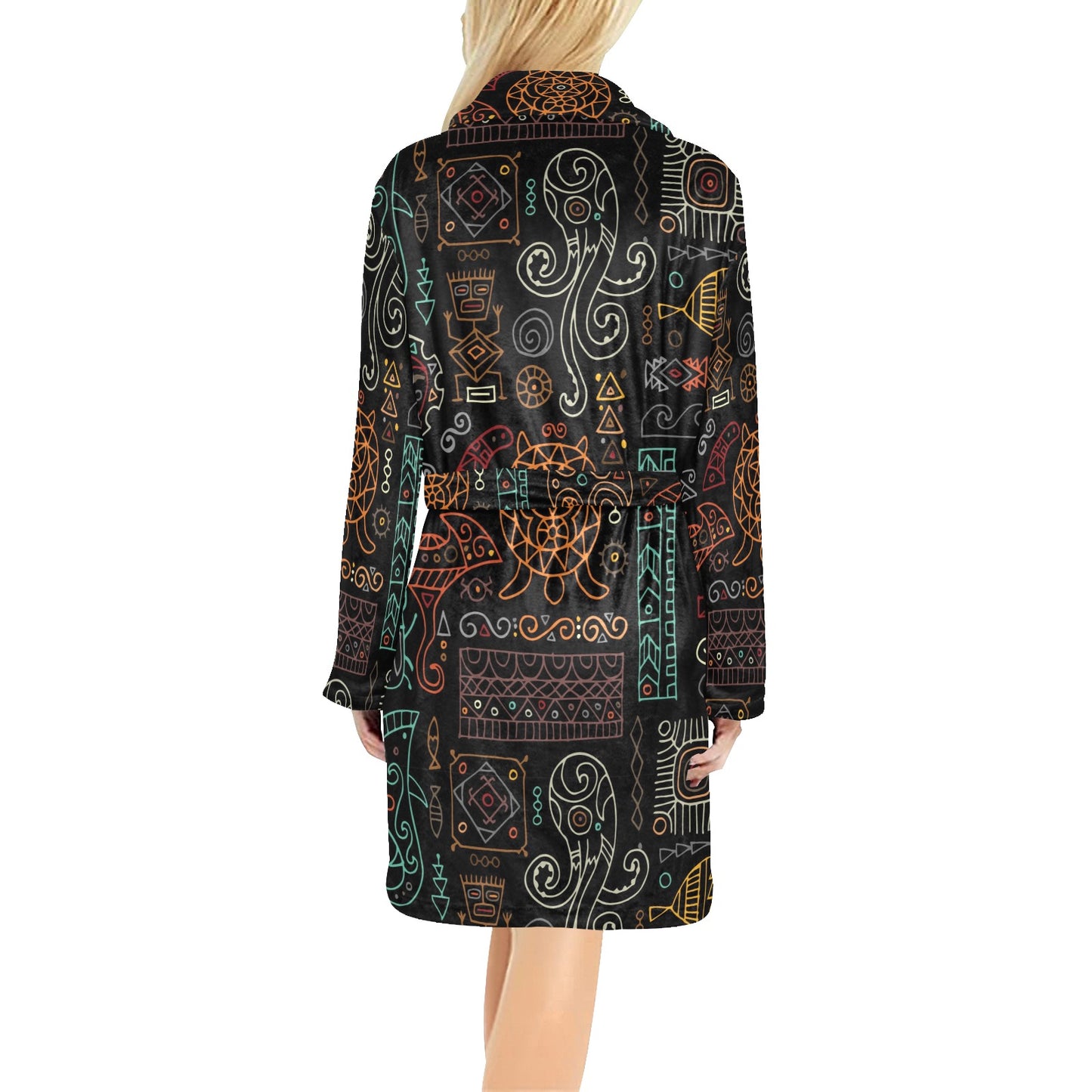 Polynesian Pattern Print Design A04 Women's Fleece Robe