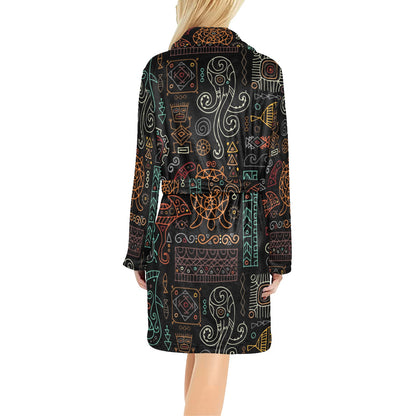 Polynesian Pattern Print Design A04 Women's Fleece Robe