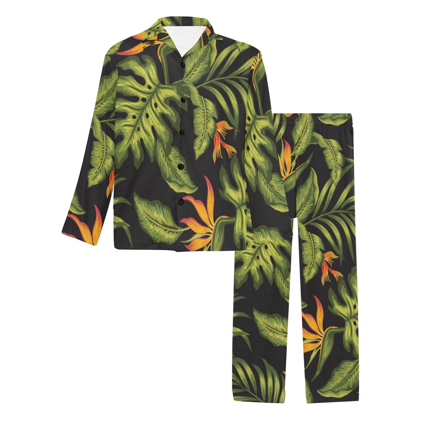 Bird Of Paradise Pattern Print Design BOP013 Men's Long Pajama Set