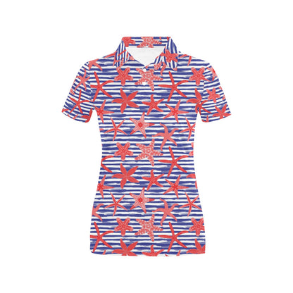 Starfish Print Design LKS401 Women's Polo Shirt