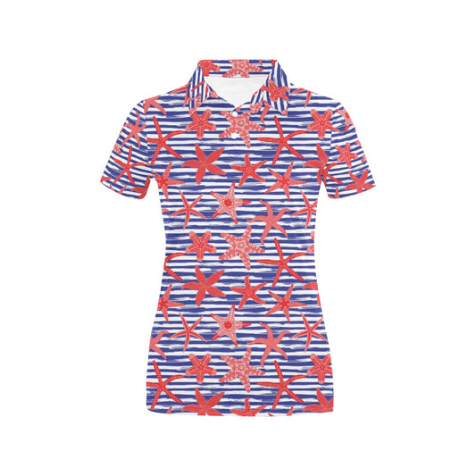 Starfish Print Design LKS401 Women's Polo Shirt
