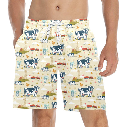 Cow Farm Design Print Men's Swim Trunks Beach Shorts