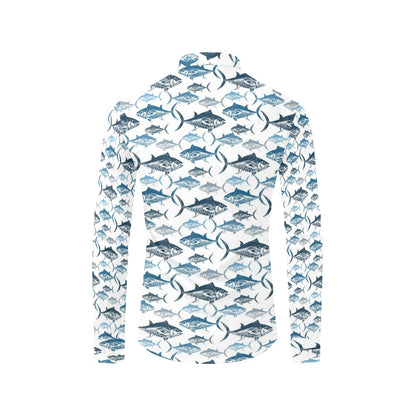 Tuna Fish Print Design LKS303 Men's Long Sleeve Dress Shirt