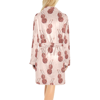 Cello Pattern Print Design 03 Women's Fleece Robe