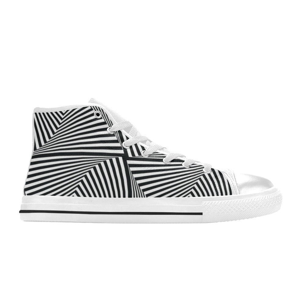 Vortex Print Design LKS302 Men's High Top Canvas Shoes
