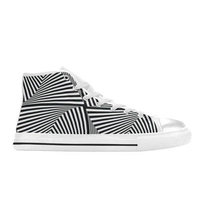 Vortex Print Design LKS302 Men's High Top Canvas Shoes