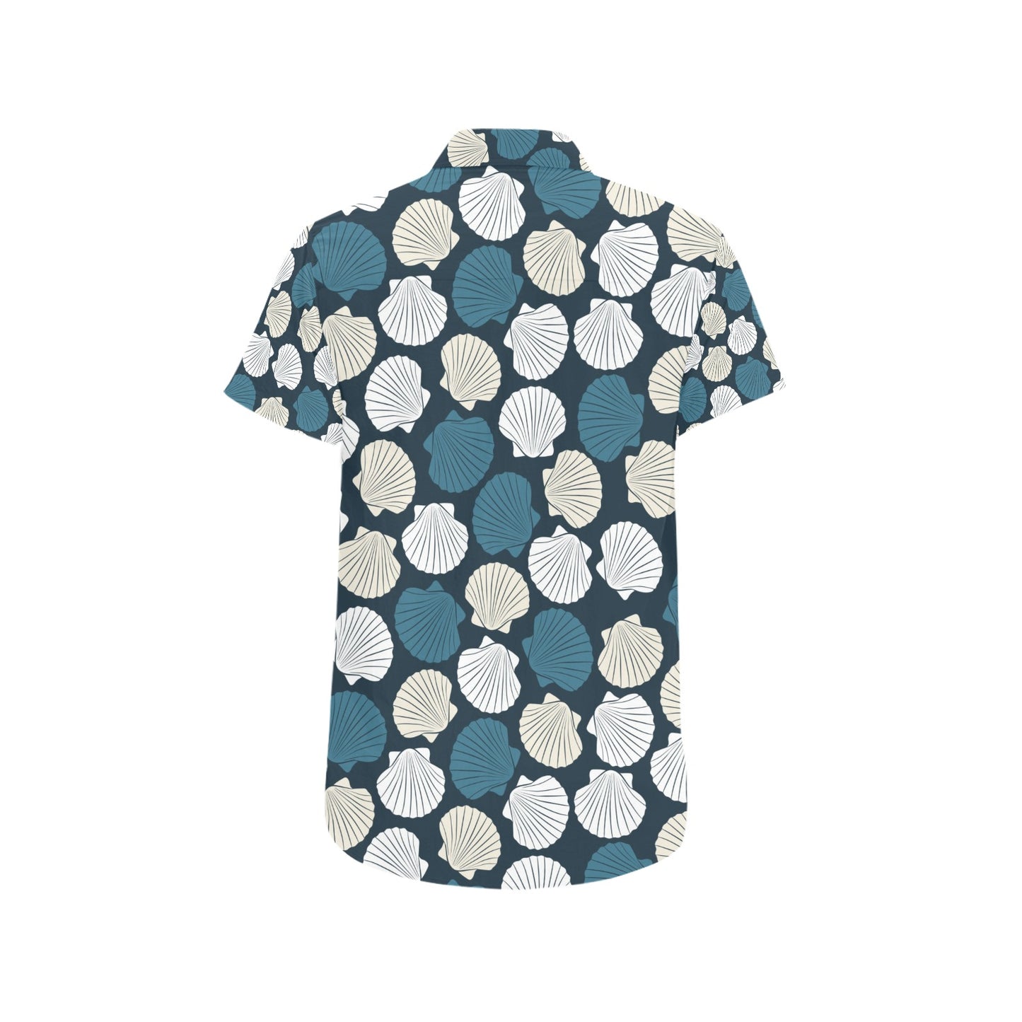 Seashell Print Design LKS3013 Men Short Sleeve Button Up Shirt
