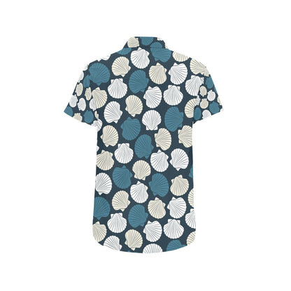 Seashell Print Design LKS3013 Men Short Sleeve Button Up Shirt
