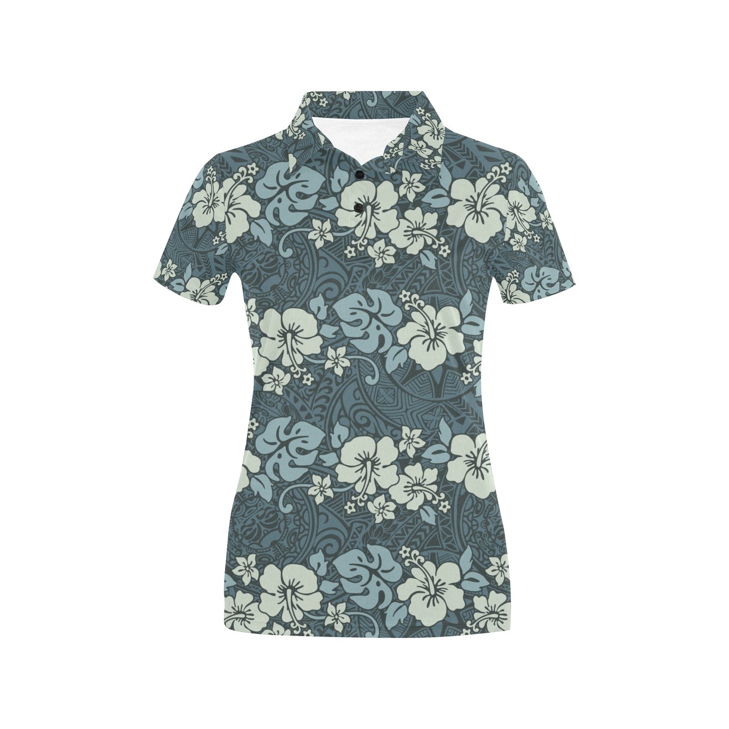 Flower Hawaiian Hibiscus Style Print Pattern Women's Polo Shirt