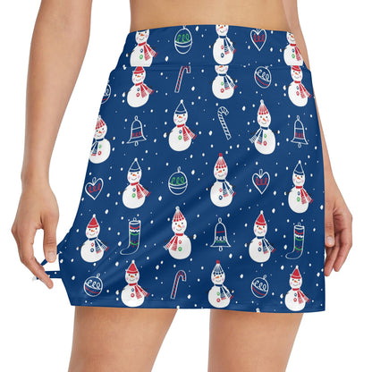 Snowman Print Design LKS306 17" Golf & Pickleball Skort with Pockets