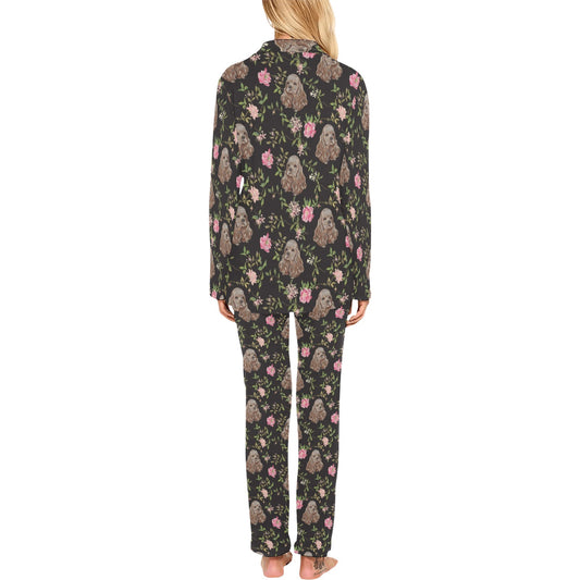 Cocker Pattern Print Design 03 Women's Long Pajama Set