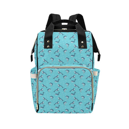 Whale Print Design LKS303 Diaper Bag Backpack