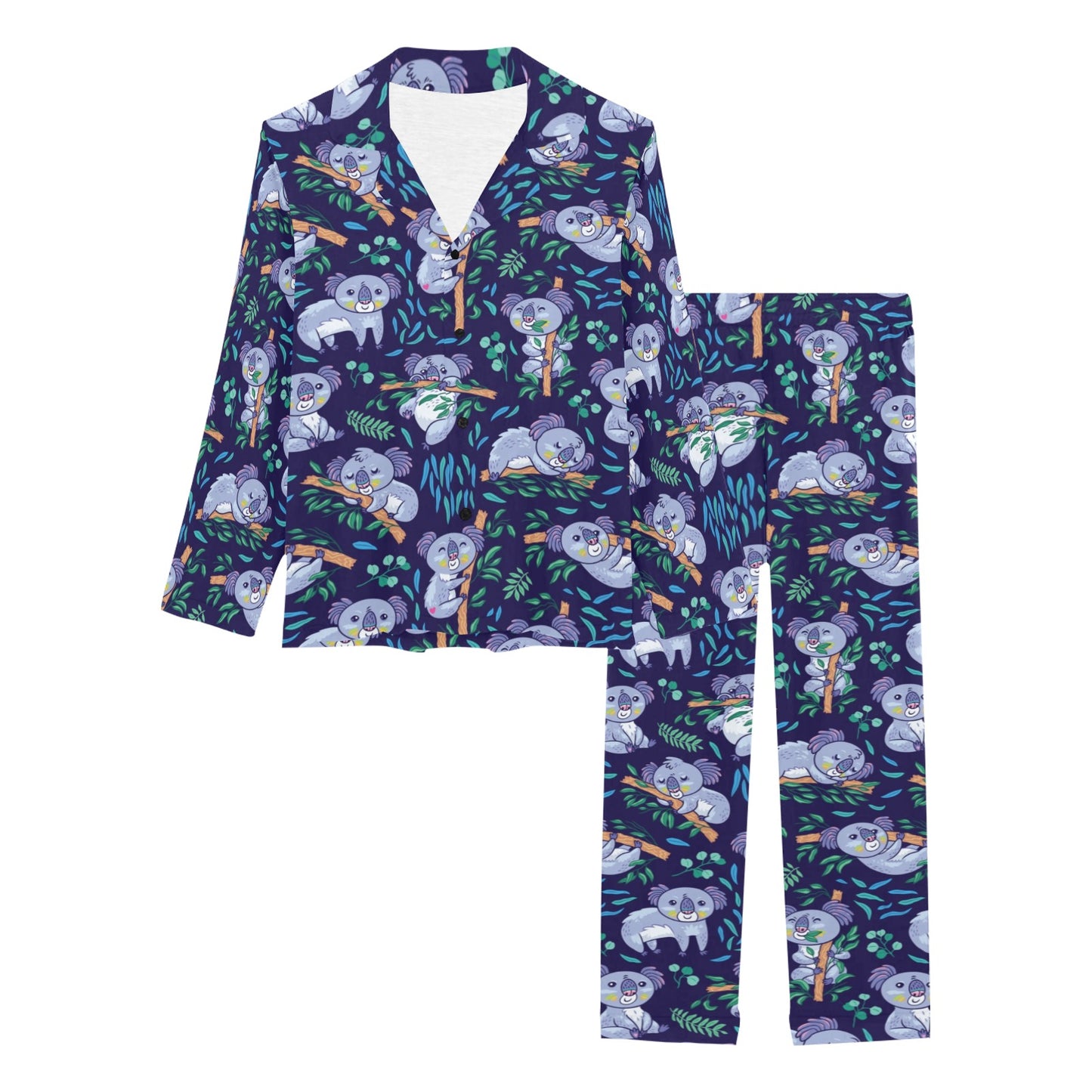 Koala Themed Design Print Women's Long Pajama Set