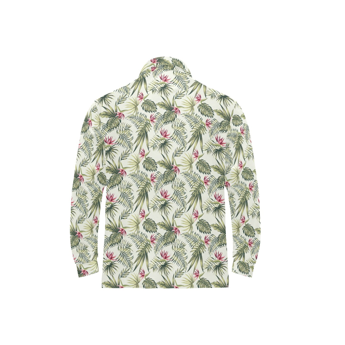 Bird Of Paradise Pattern Print Design 04 Long Sleeve Polo Shirt For Men's