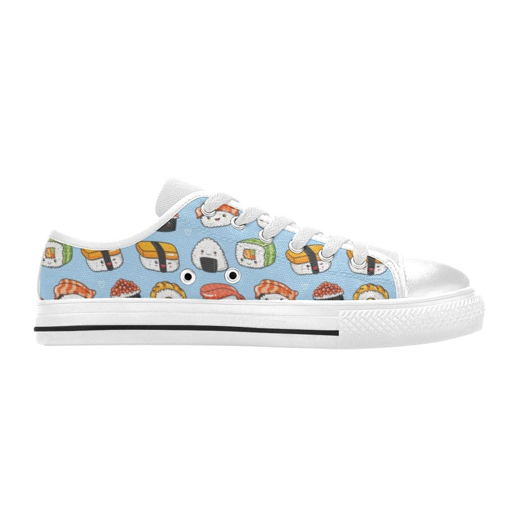 Sushi Print Design LKS303 Women's White Low Top Shoes