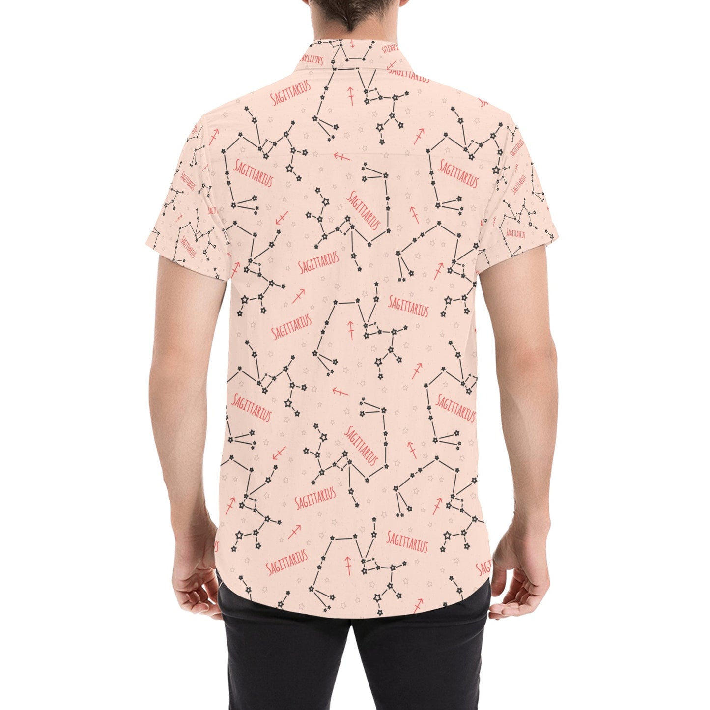 Sagittarius Star Print Design LKS302 Men Short Sleeve Button Up Shirt