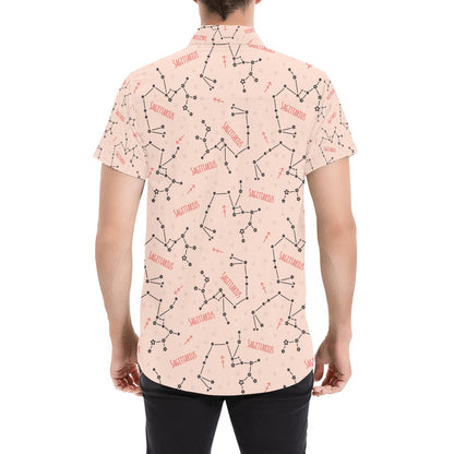 Sagittarius Star Print Design LKS302 Men Short Sleeve Button Up Shirt