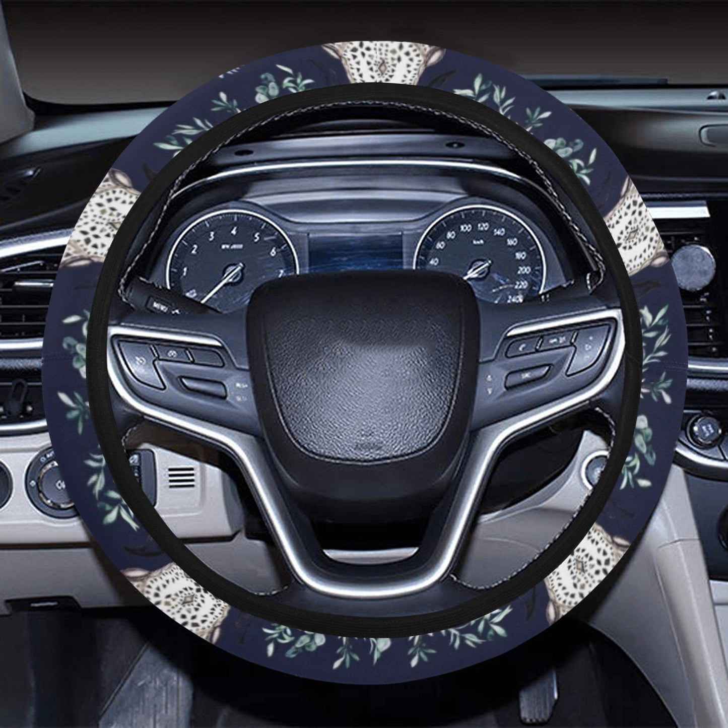 Buffalo Head Print Design LKS402 Steering Wheel Cover with Elastic Edge