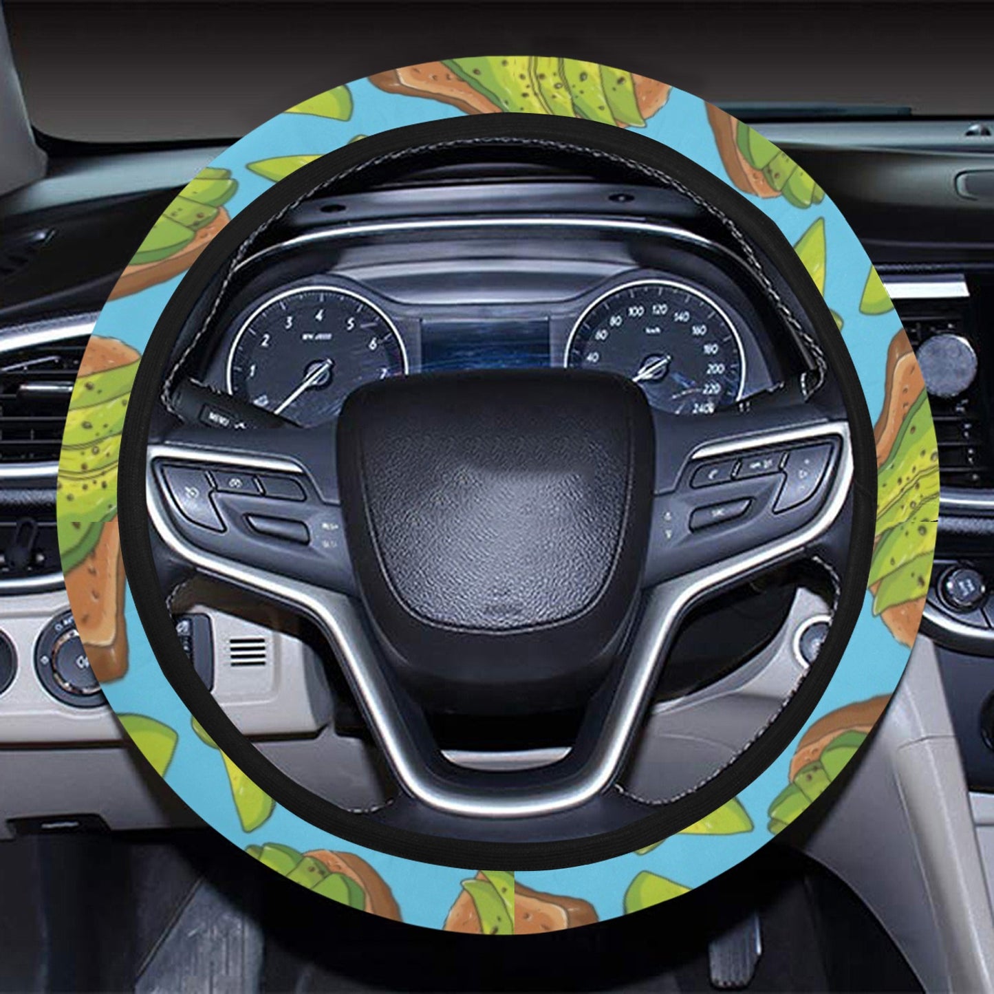 Sandwich Avocado Print Design LKS306 Steering Wheel Cover with Elastic Edge