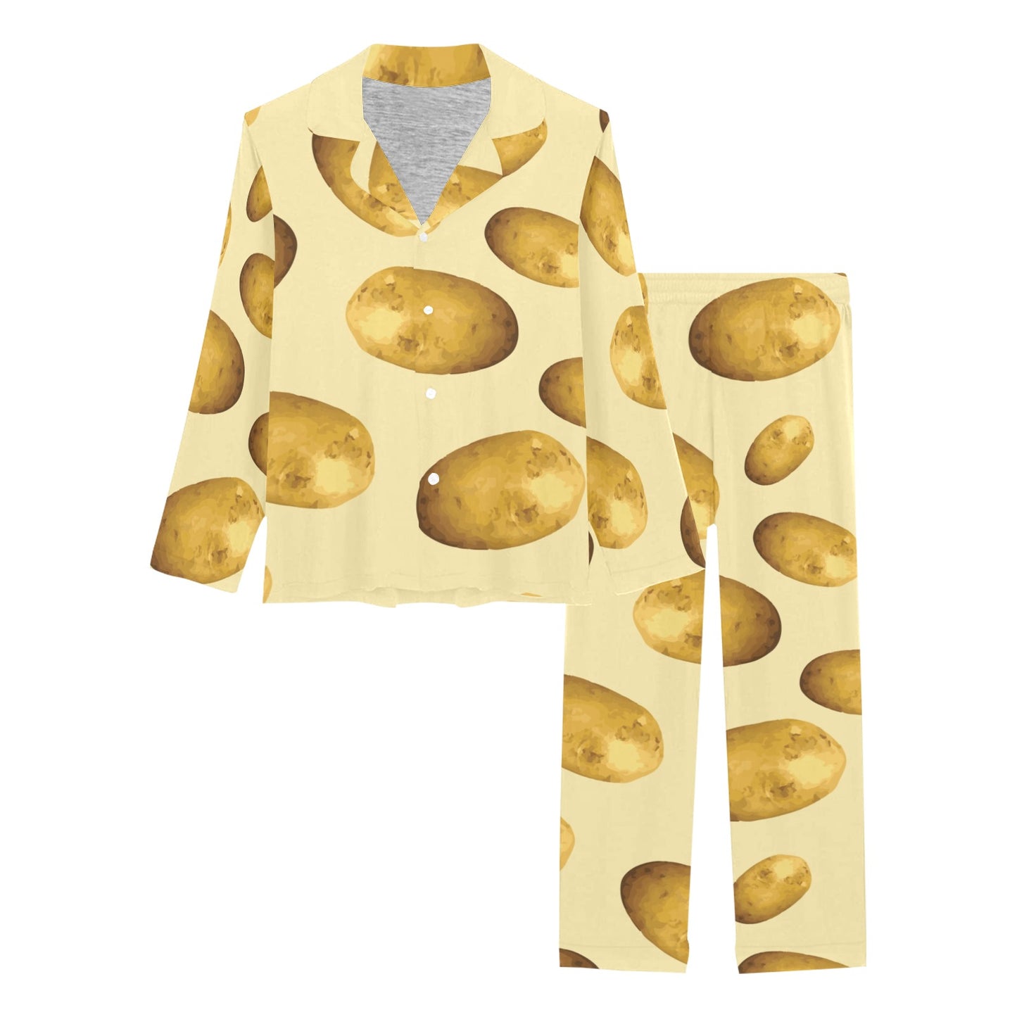 Potato Pattern Print Design A01 Women's Long Pajama Set