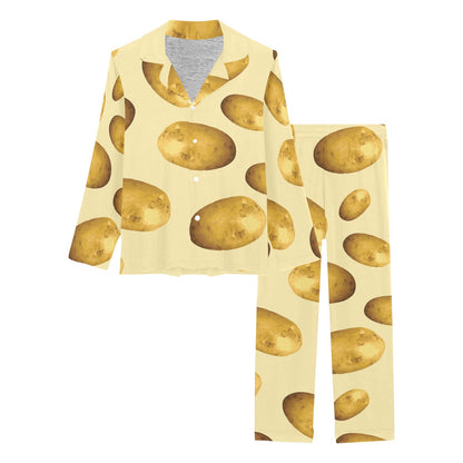 Potato Pattern Print Design A01 Women's Long Pajama Set