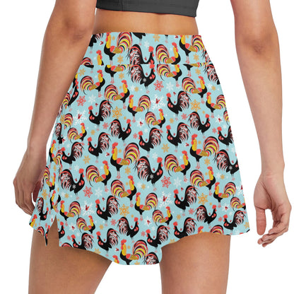 Rooster Themed Design 17" Golf & Pickleball Skort with Pockets