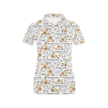 Yorkshire Terriers Print Design LKS308 Women's Polo Shirt