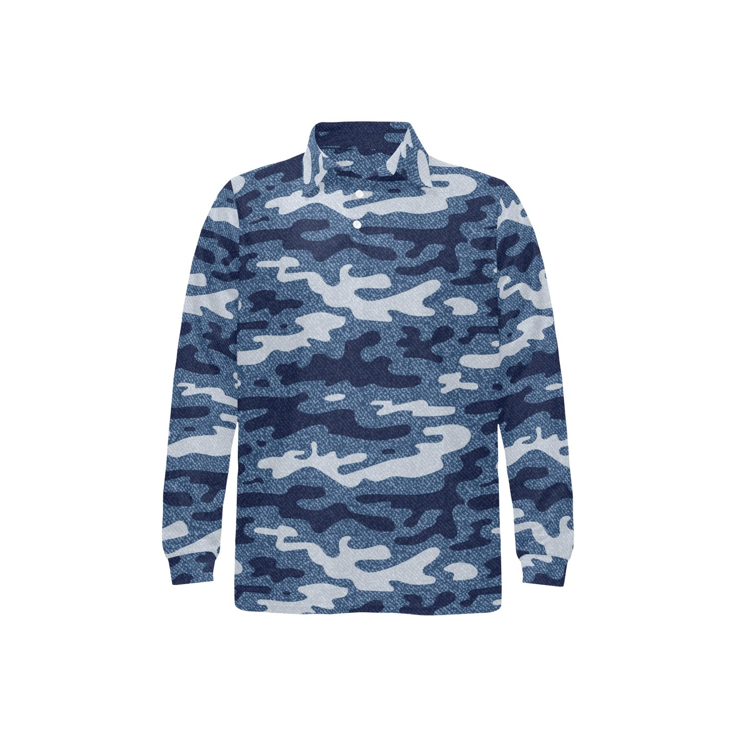 Jean Camouflage Pattern Print Design 05 Long Sleeve Polo Shirt For Men's