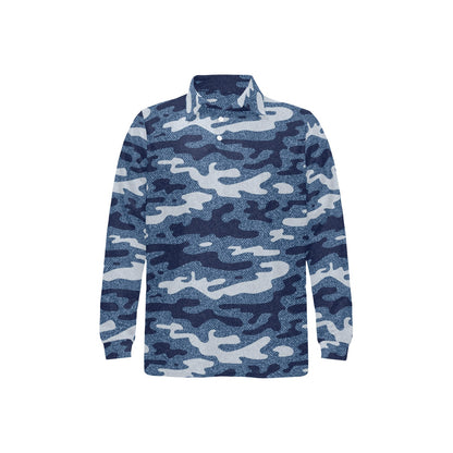 Jean Camouflage Pattern Print Design 05 Long Sleeve Polo Shirt For Men's