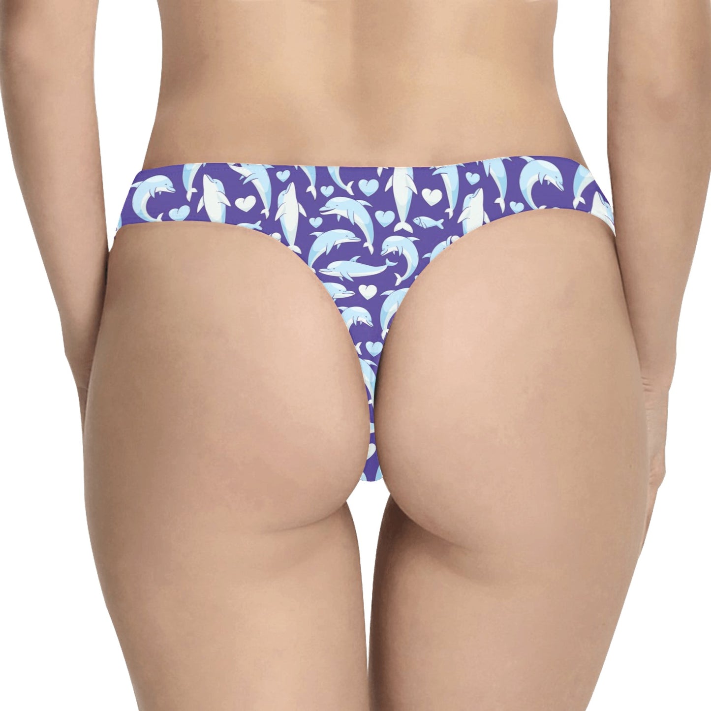 Dolphin Smile Print Pattern Women's Thongs