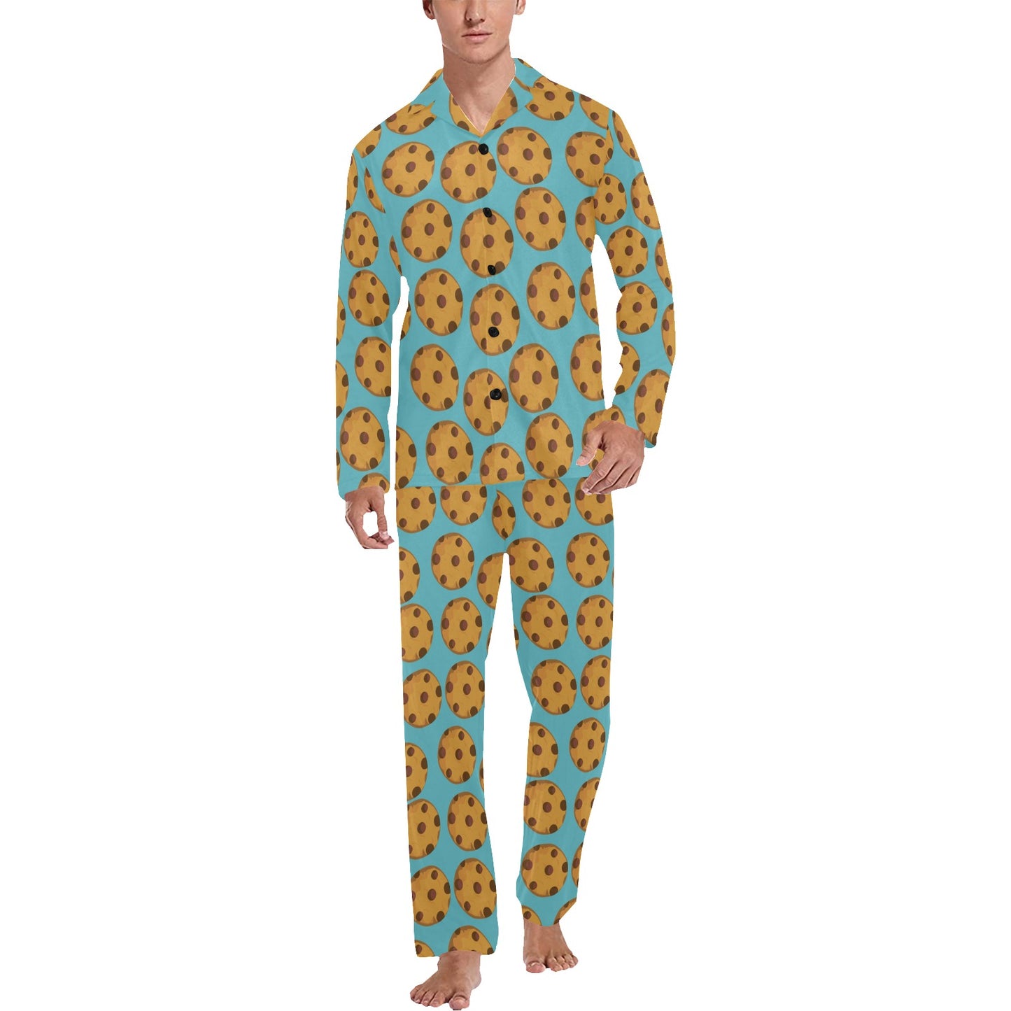 Cookie Pattern Print Design 01 Men's Long Pajama Set