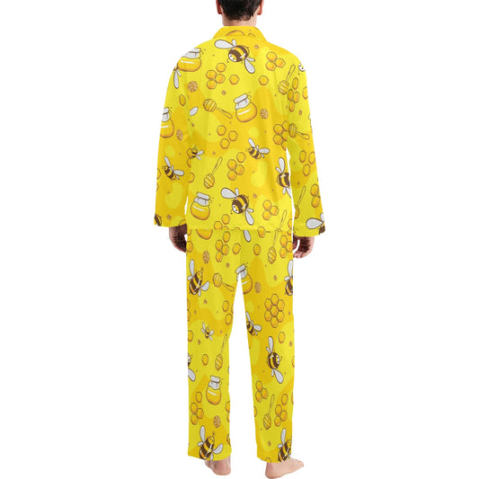 Bee Pattern Print Design BEE01 Men's Long Pajama Set