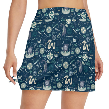 Vikings Print Design LKS305 17" Golf & Pickleball Skort with Pockets