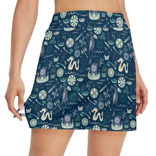 Vikings Print Design LKS305 17" Golf & Pickleball Skort with Pockets