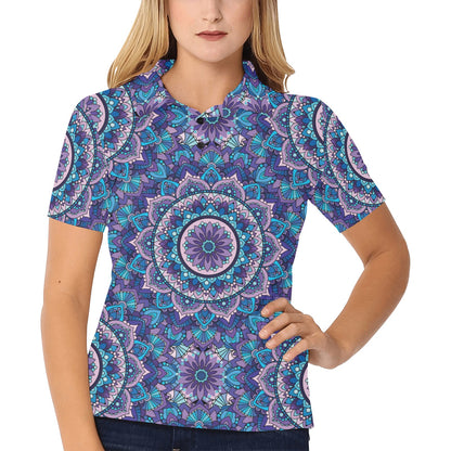 Mandala Pattern Print Design 04 Women's Polo Shirt