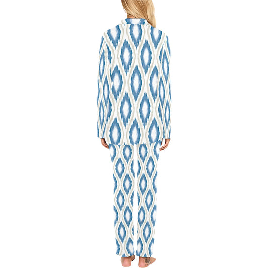 Ikat Pattern Print Design 02 Women's Long Pajama Set