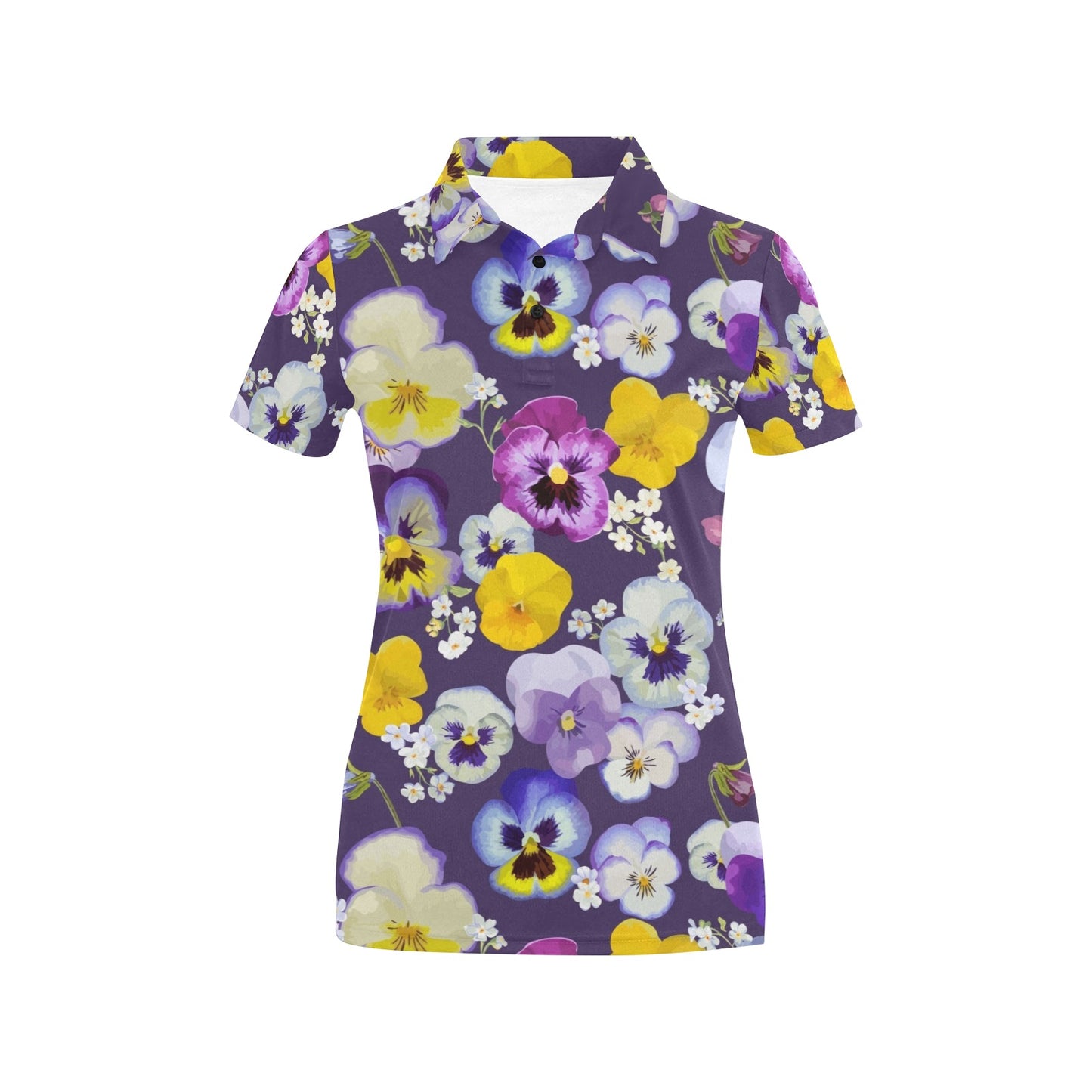 Pansy Pattern Print Design PS02 Women's Polo Shirt
