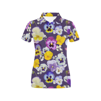 Pansy Pattern Print Design PS02 Women's Polo Shirt